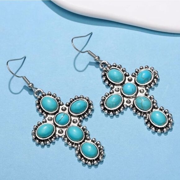 NEW BRAND NO BOUNDARIES WESTERN JEWELRY BOHO VINTAGE  TURQUOI EARRINGS - Picture 1 of 14